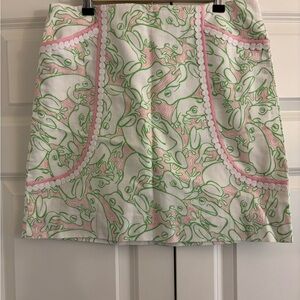 Lilly Pulitzer Green and White A-line Mini Skirt Resort Wear